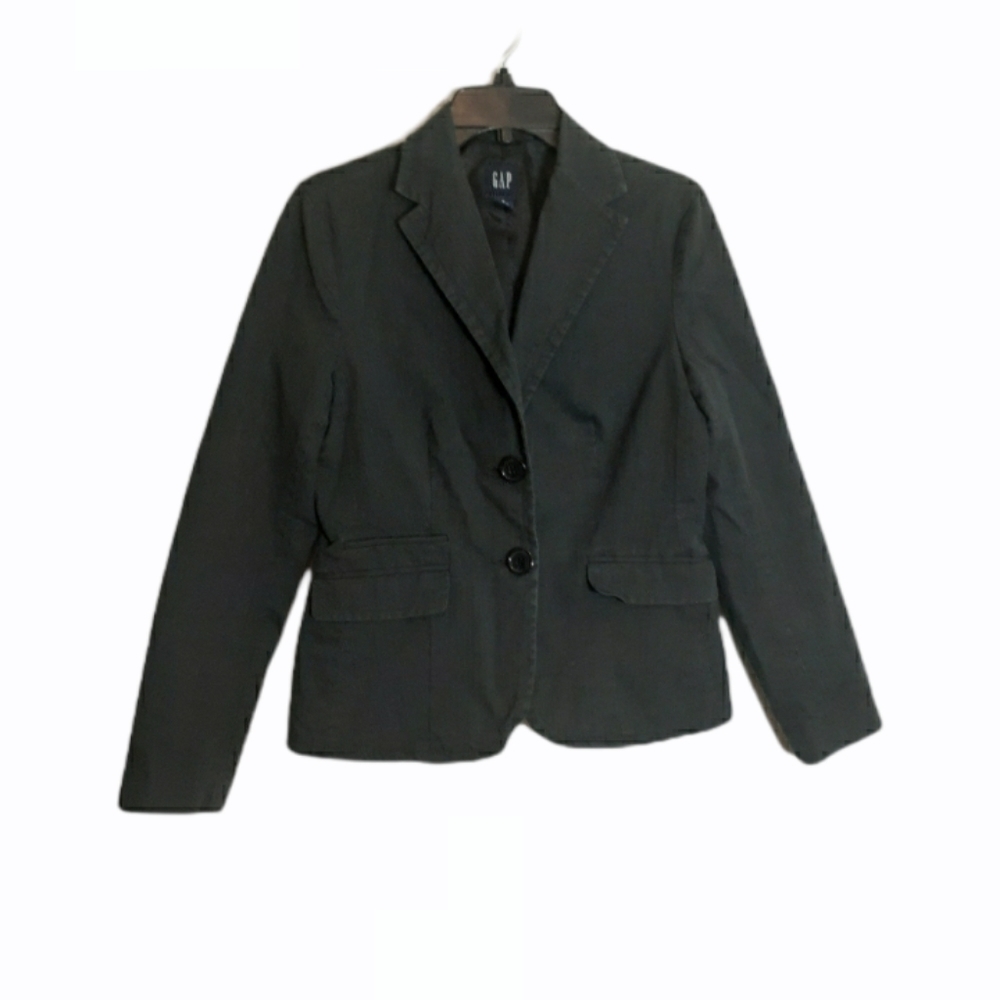 Gap Women's Herringbone Black Gray Blazer Jacket Career Business Professional 8